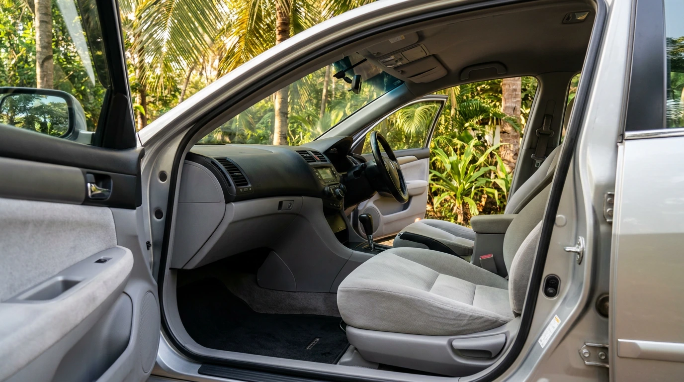 Freshly detailed car interior in Mareeba with clean seats, dashboard and door trim